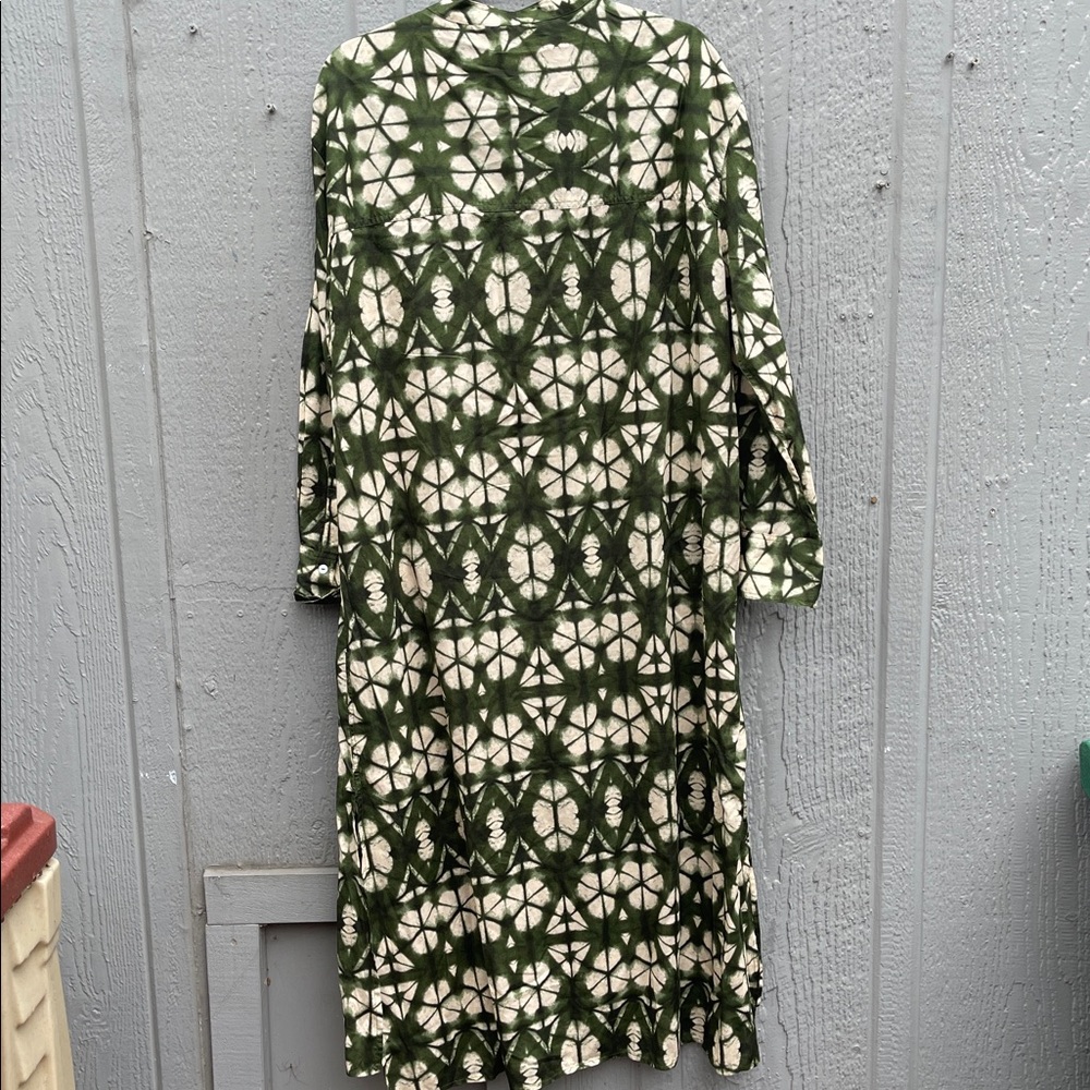 Zara Green and Cream Long Sleeve Tunic Dress Size: XL - Picture 10 of 12